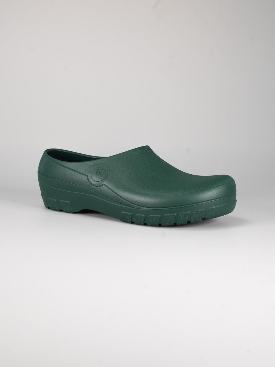 Rocker Gardy Foam Green, groene tuinklomp, schuin aanzicht