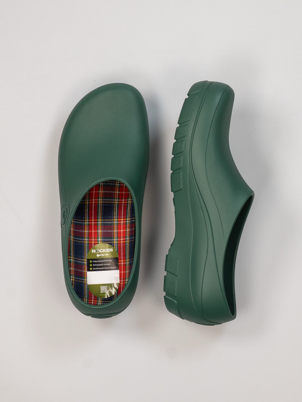 Groene Rocker Gardy Cork Green tuinklompen van bovenaf en van opzij