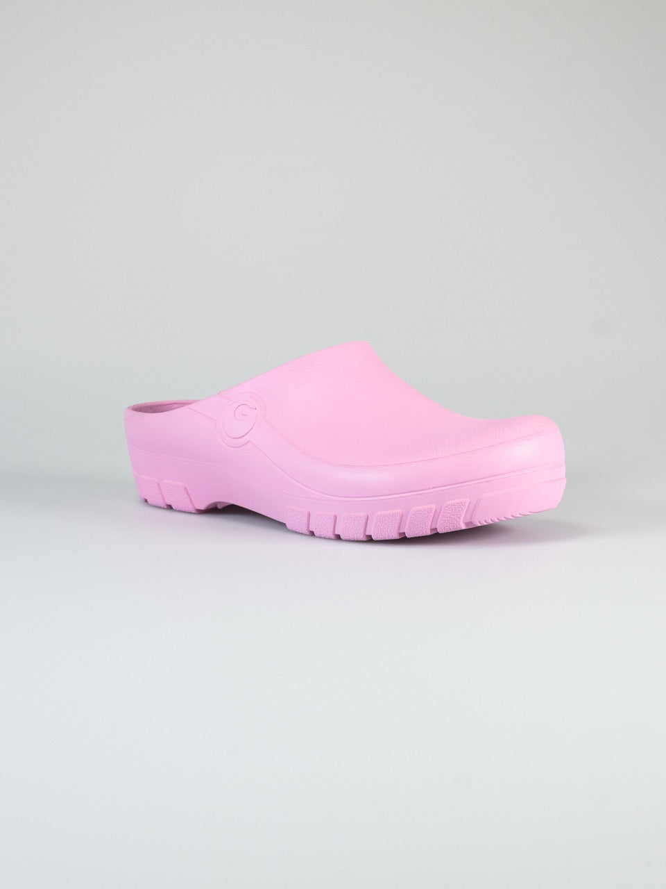 Rocker Gardy Cork Pink Open, roze tuinklomp met open hiel, schuin aanzicht